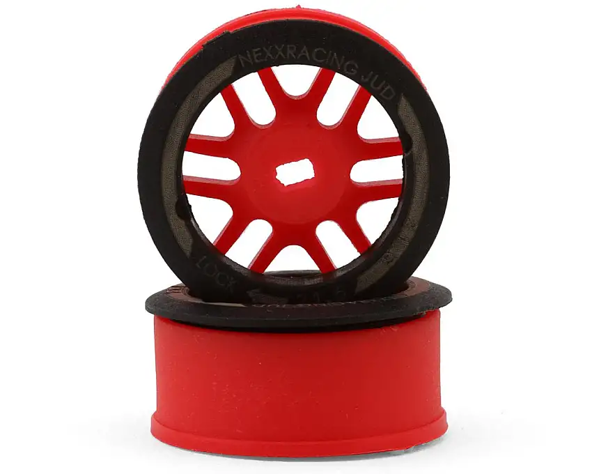 NEXX Racing Mini-Z AWD "JUD" EVO Front Threaded Side-Wall Carbon Fiber Rims (-2mm Offset) (Red) (2)