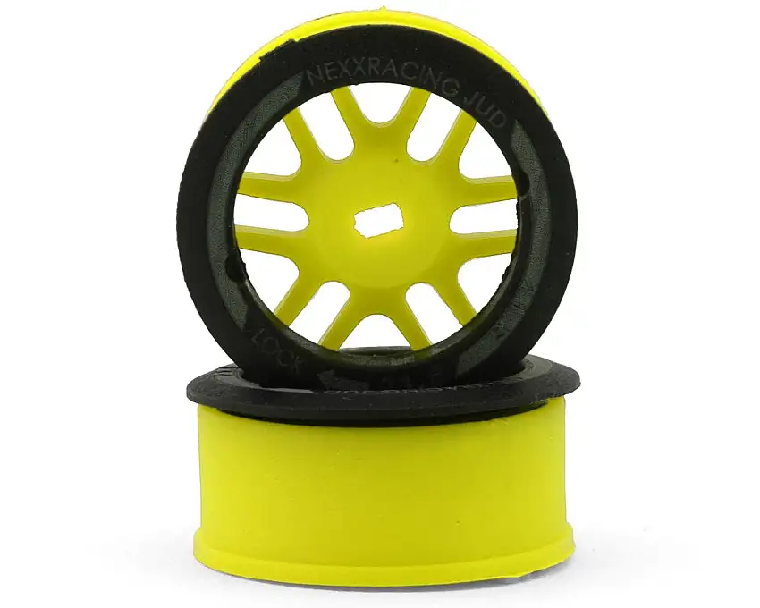 NEXX Racing Mini-Z AWD "JUD" EVO Front Threaded Side-Wall Carbon Fiber Rims (-2mm Offset) (Yellow) (2)