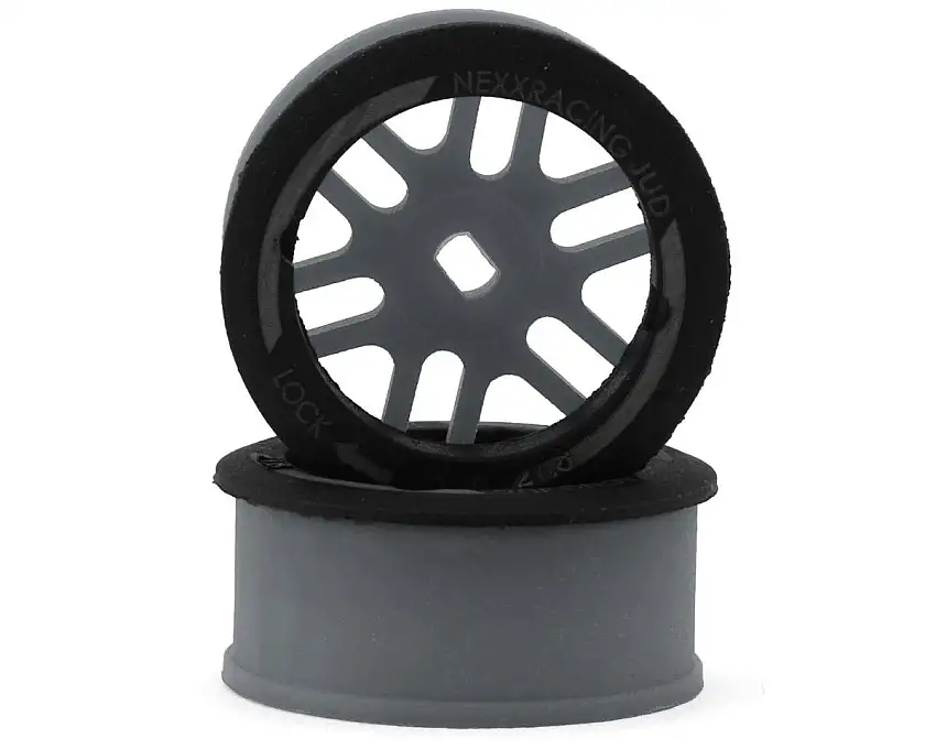 NEXX Racing Mini-Z AWD "JUD" EVO Front Threaded Side-Wall Carbon Fiber Rims (1mm Offset) (Grey) (2)