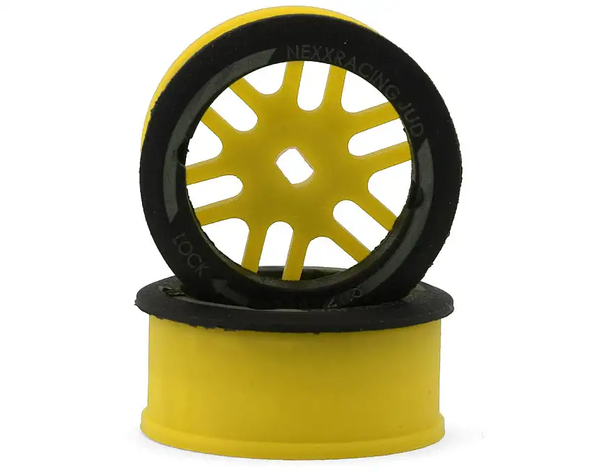 NEXX Racing Mini-Z AWD "JUD" EVO Front Threaded Side-Wall Carbon Fiber Rims (1mm Offset) (Yellow) (2)
