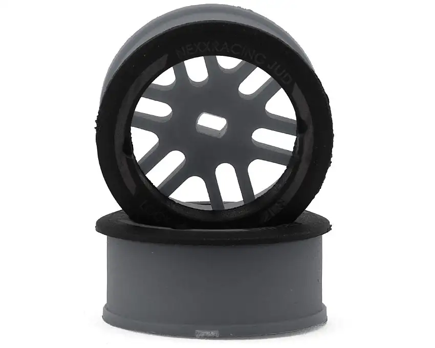 NEXX Racing Mini-Z AWD "JUD" EVO Front Threaded Side-Wall Carbon Fiber Rims (2mm Offset) (Grey) (2)
