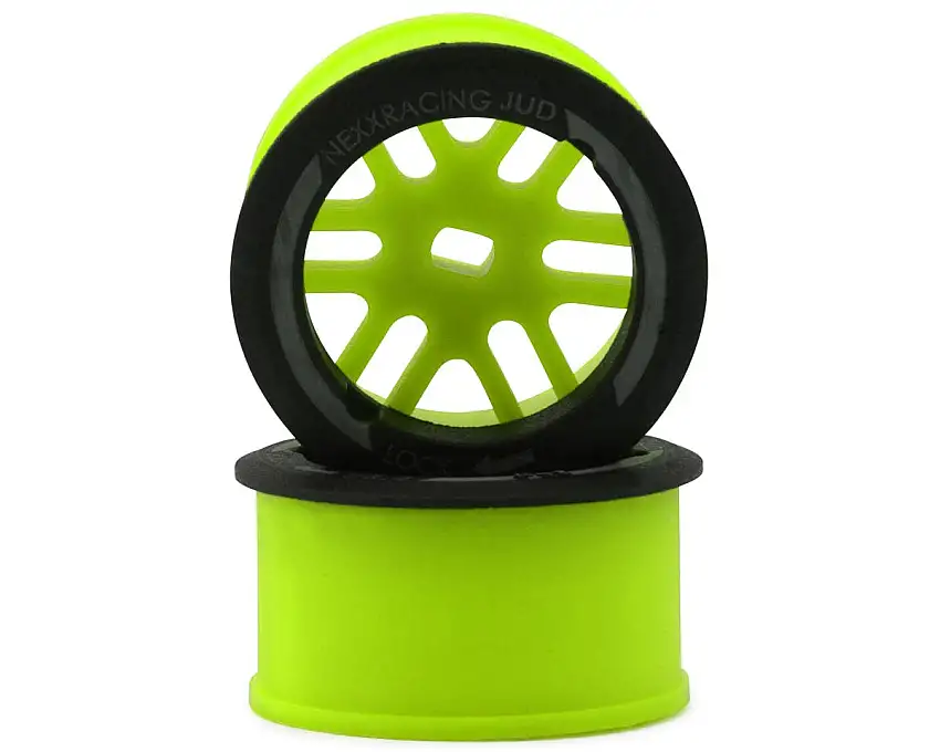 NEXX Racing Mini-Z AWD "JUD" EVO Front Threaded Side-Wall Carbon Fiber Rims (2mm Offset) (Green) (2)