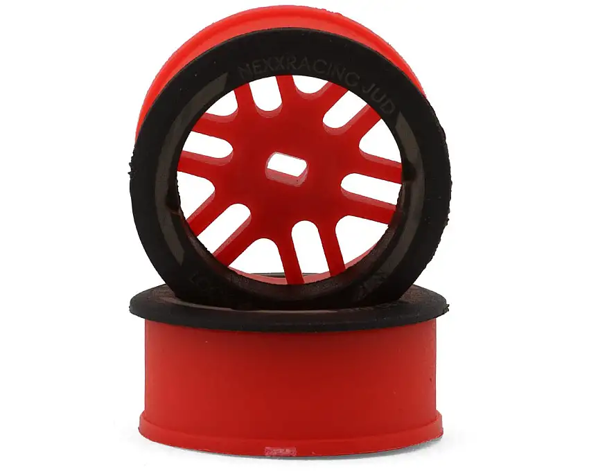 NEXX Racing Mini-Z AWD "JUD" EVO Front Threaded Side-Wall Carbon Fiber Rims (2mm Offset) (Red) (2)