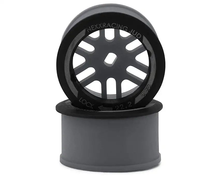 NEXX Racing Mini-Z AWD "JUD" EVO Rear Threaded Side-Wall Carbon Fiber Rims (0mm Offset) (Grey) (2)