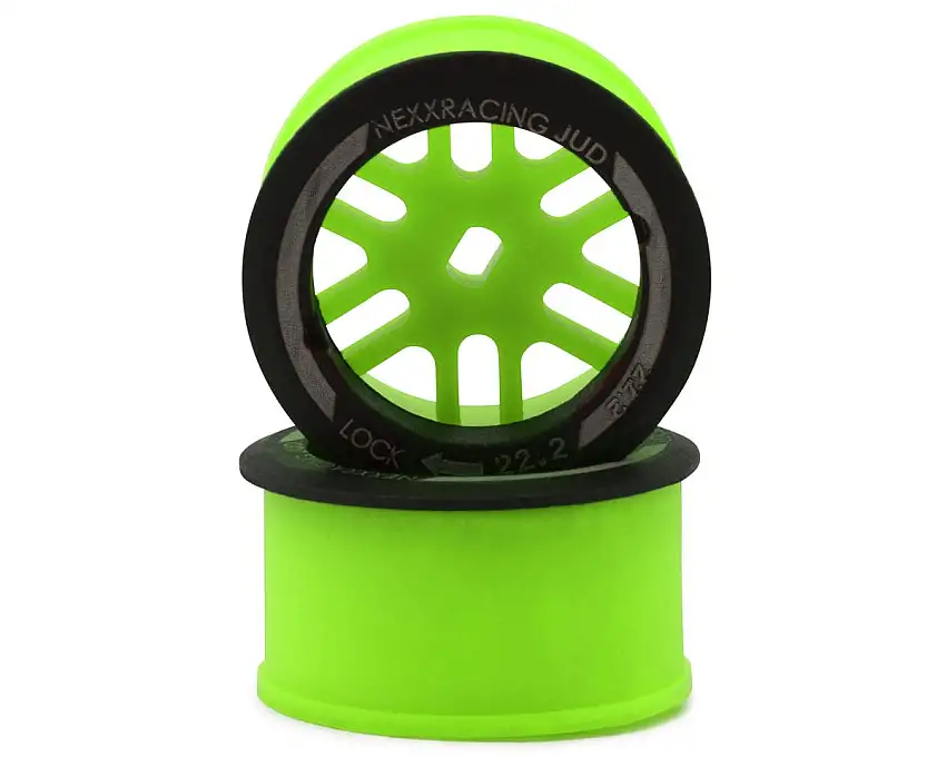 NEXX Racing Mini-Z AWD "JUD" EVO Rear Threaded Side-Wall Carbon Fiber Rims (0mm Offset) (Green) (2)