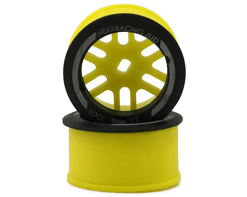 NEXX Racing Mini-Z AWD "JUD" EVO Rear Threaded Side-Wall Carbon Fiber Rims (0mm Offset) (Yellow) (2)
