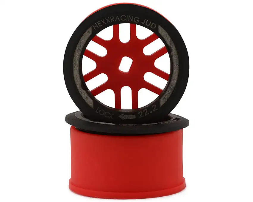 NEXX Racing Mini-Z AWD "JUD" EVO Rear Threaded Side-Wall Carbon Fiber Rims (-1mm Offset) (Red) (2)