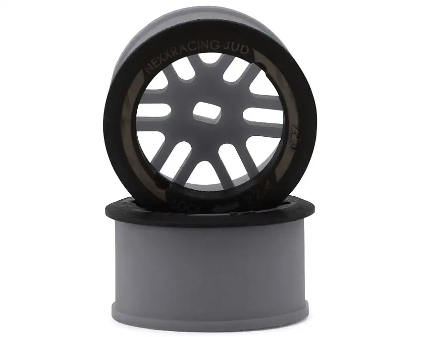 NEXX Racing Mini-Z AWD "JUD" EVO Rear Threaded Side-Wall Carbon Fiber Rims (1mm Offset) (Grey) (2)