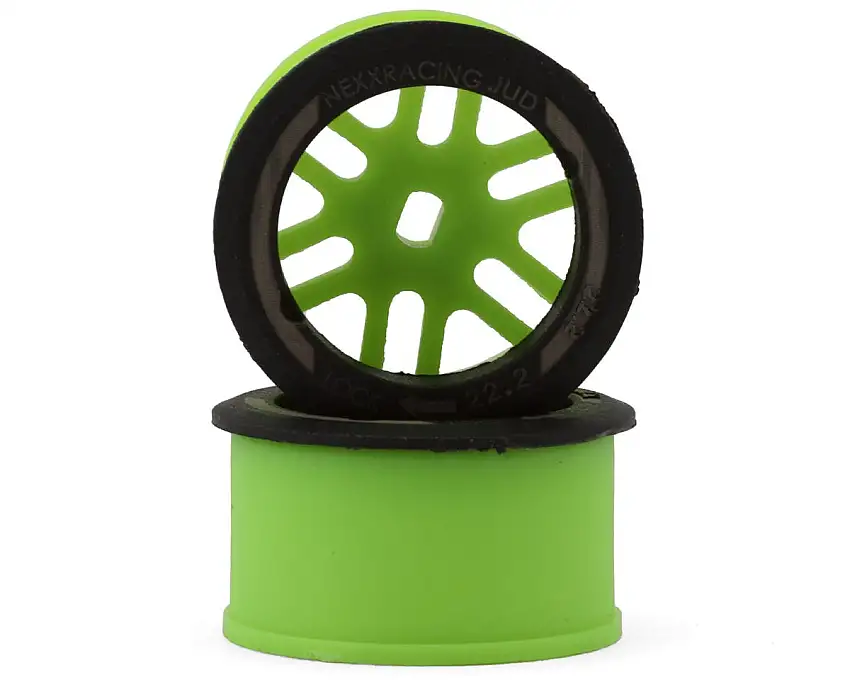 NEXX Racing Mini-Z AWD "JUD" EVO Rear Threaded Side-Wall Carbon Fiber Rims (1mm Offset) (Green) (2)
