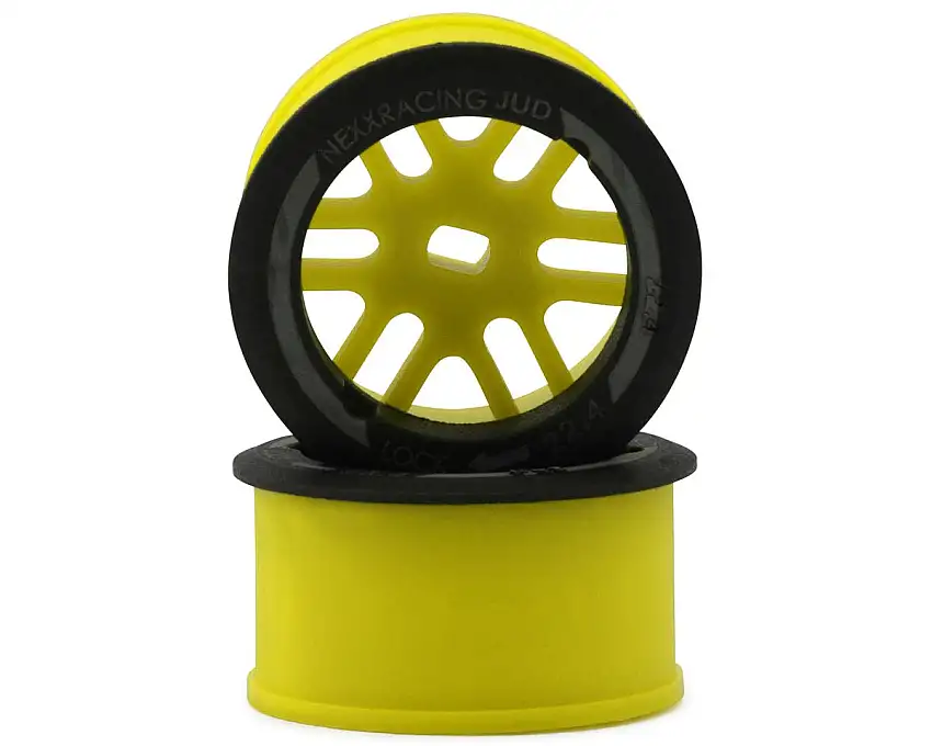 NEXX Racing Mini-Z AWD "JUD" EVO Rear Threaded Side-Wall Carbon Fiber Rims (1mm Offset) (Yellow) (2)