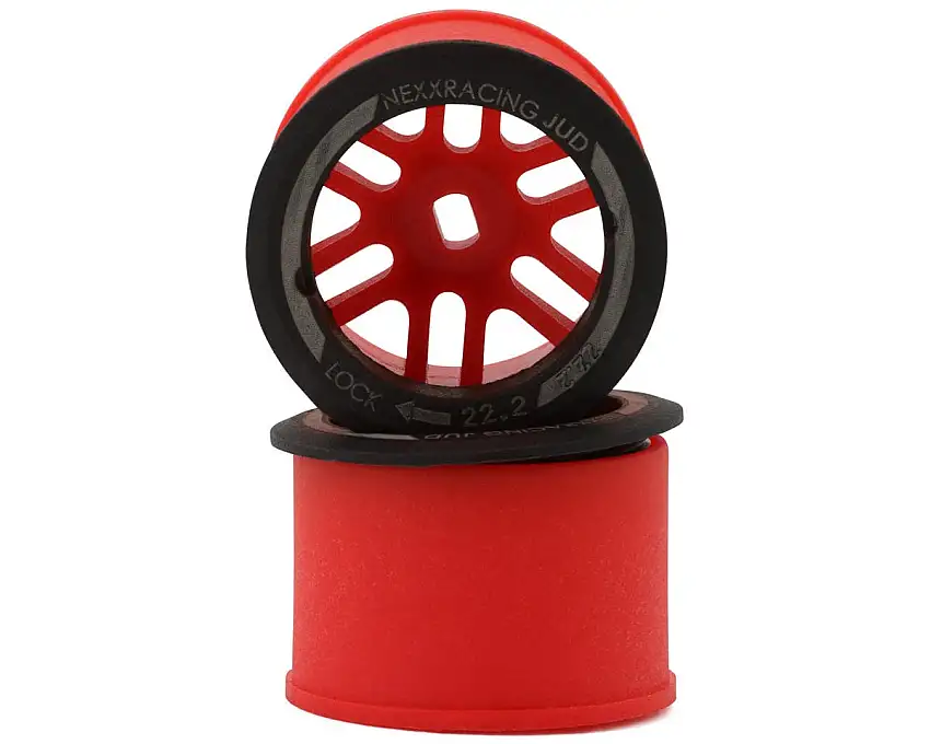 NEXX Racing Mini-Z AWD"JUD" EVO Rear Threaded Side-Wall Carbon Fiber Rims (0mm Offset) (Red) (2) (Wide)
