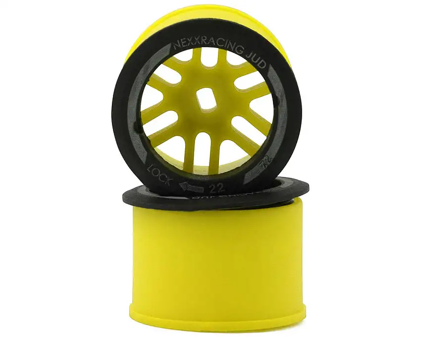 NEXX Racing Mini-Z AWD"JUD" EVO Rear Threaded Side-Wall Carbon Fiber Rims (0mm Offset) (Yellow) (2) (Wide)