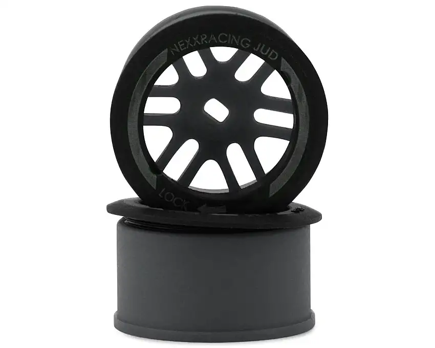 NEXX Racing Mini-Z AWD "JUD" EVO Rear Threaded Side-Wall Carbon Fiber Rims (3mm Offset) (Grey) (2)