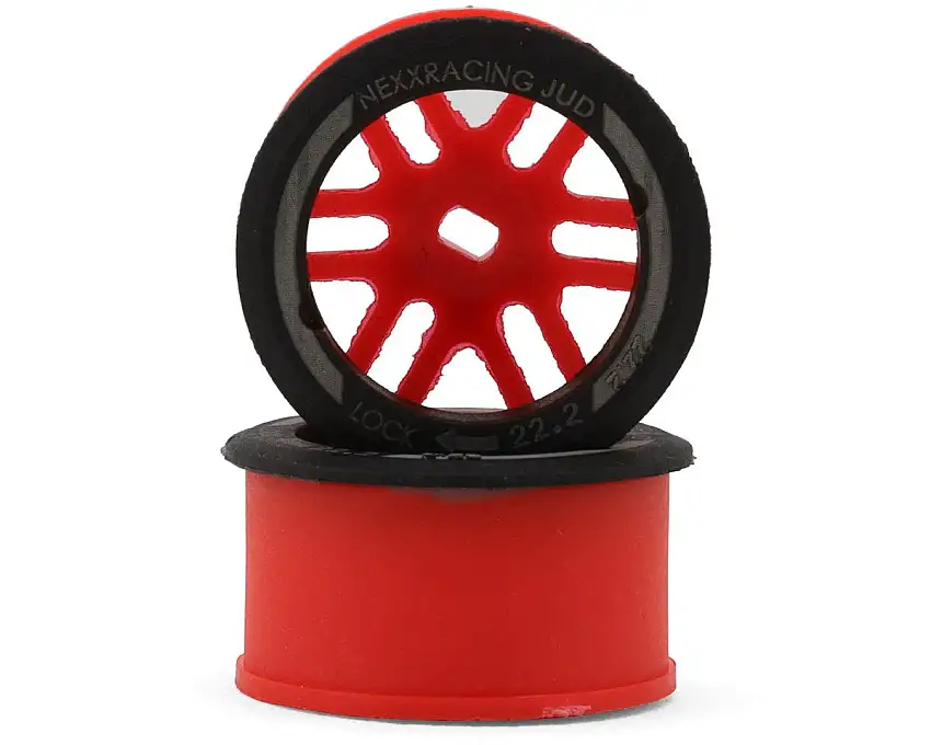 NEXX Racing Mini-Z AWD "JUD" EVO Rear Threaded Side-Wall Carbon Fiber Rims (3mm Offset) (Red) (2)