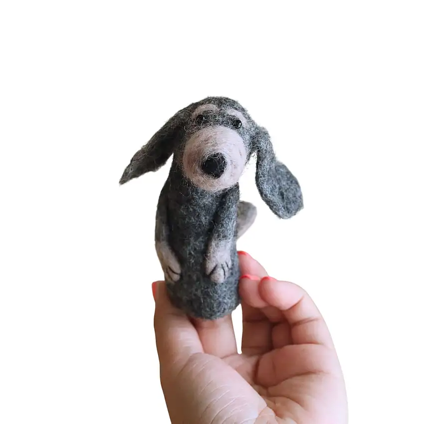 Old Gray Dog Finger Puppet