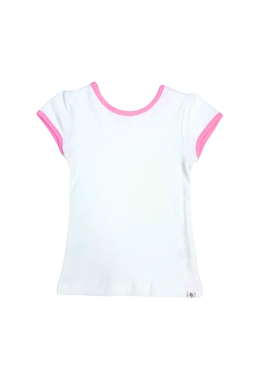 White And Pink Ringer Tee