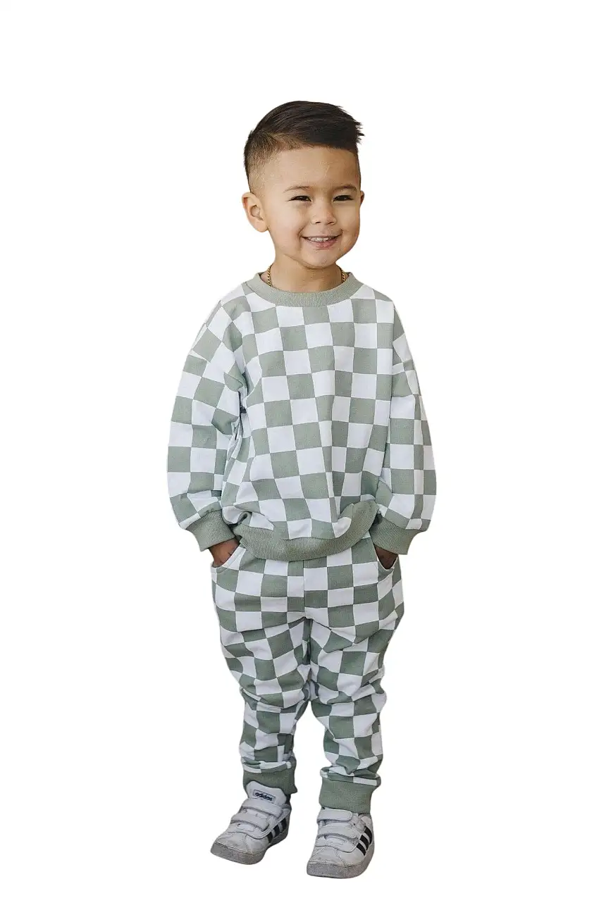 Organic Cotton Checkered Jogger Set - More Colors