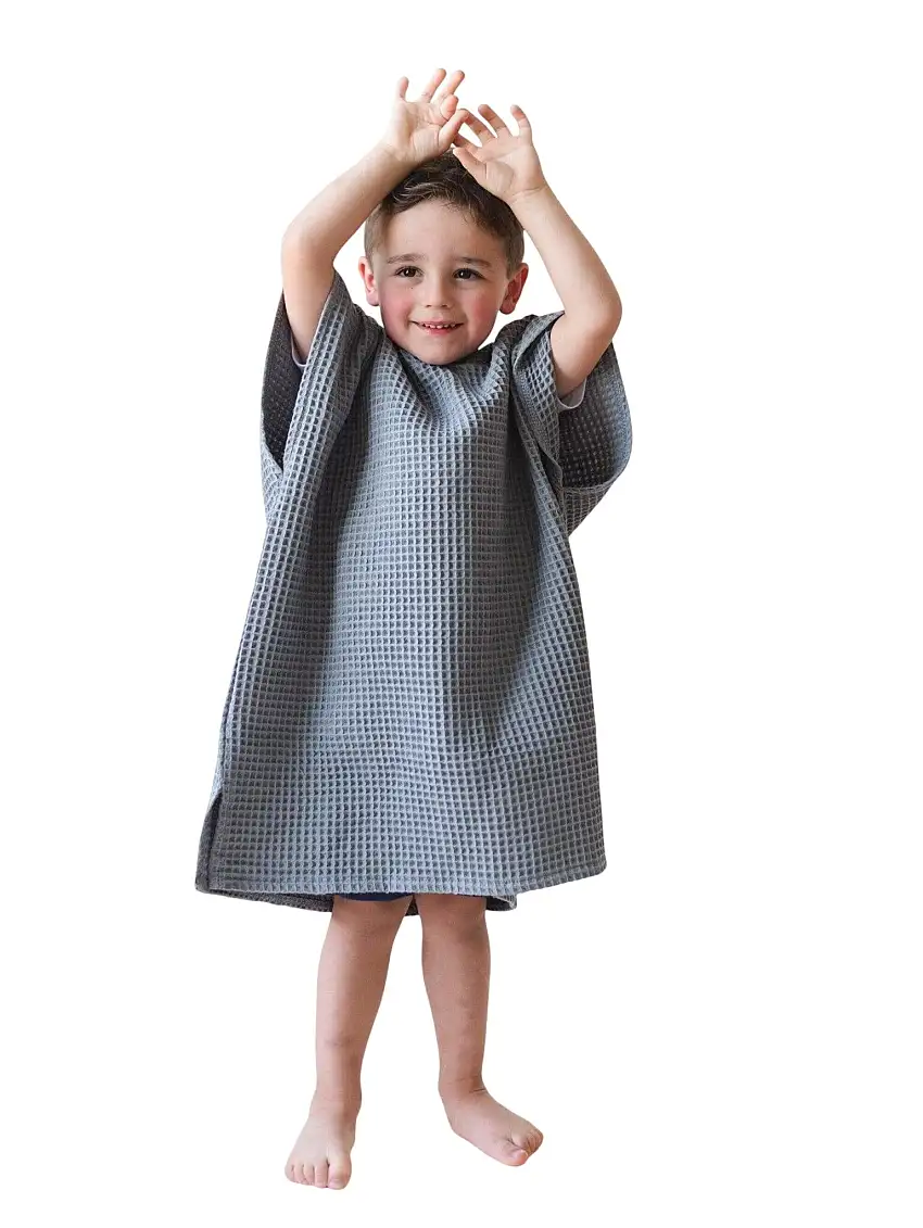 Organic Cotton Kids Waffle Beach Towel Poncho - More Colors