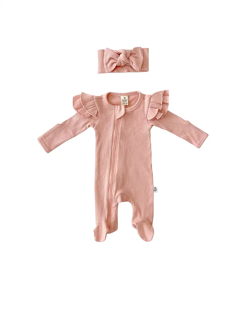 Organic Zip Footie Set | Pink