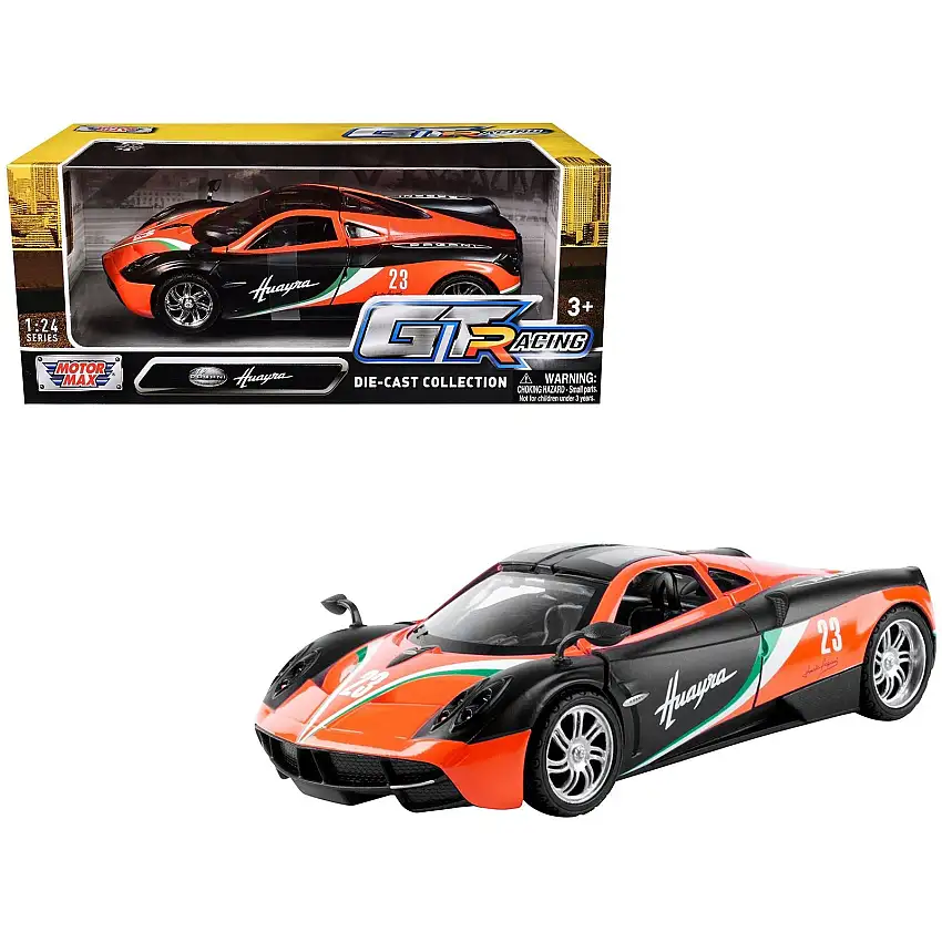 Pagani Huayra #23 Orange and Black with Stripes "GT Racing" Series 1/24 Diecast Model Car by Motormax