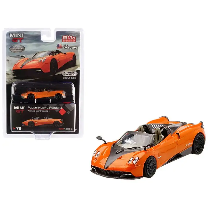Pagani Huayra Roadster Arancio Saint Tropez / Orange Metallic Limited Edition to 2,400 pieces Worldwide 1/64 Diecast Model Car by Mini GT