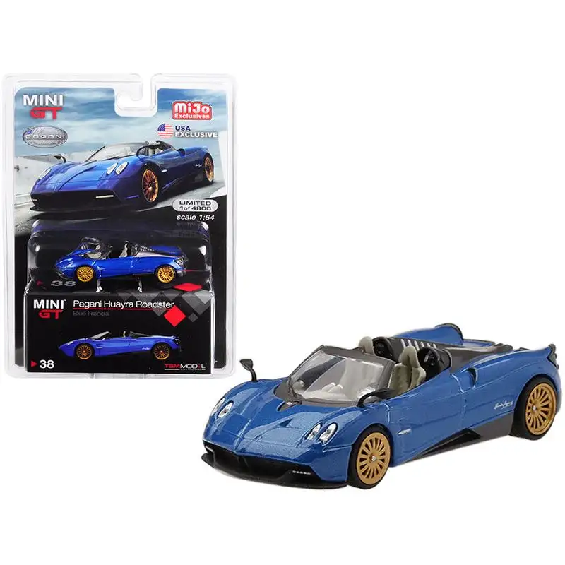 Pagani Huayra Roadster Blue Francia "U.S.A. Exclusive" Limited Edition to 4800 pieces Worldwide 1/64 Diecast Model Car by Mini GT