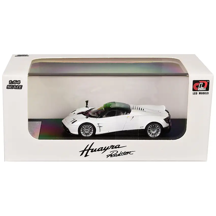 Pagani Huayra Roadster White Metallic with Black Top 1/64 Diecast Model Car by LCD Models