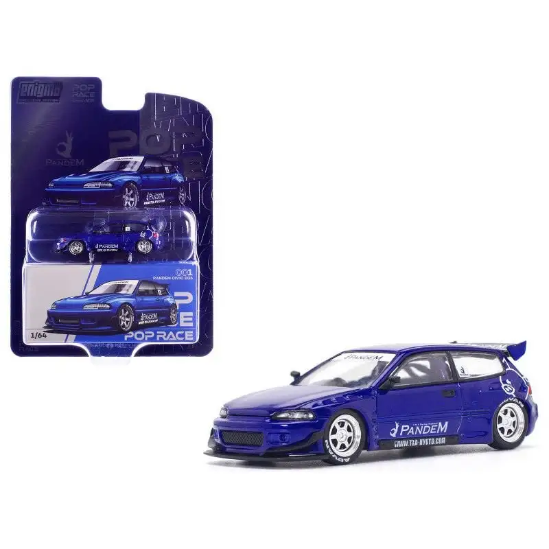 Pandem Civic EG6 RHD (Right Hand Drive) Blue Metallic "Enigma Exclusive Edition" 1/64 Diecast Model Car by Pop Race