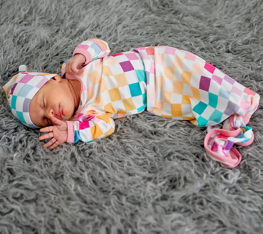 Pastel Checks Gown & Hat