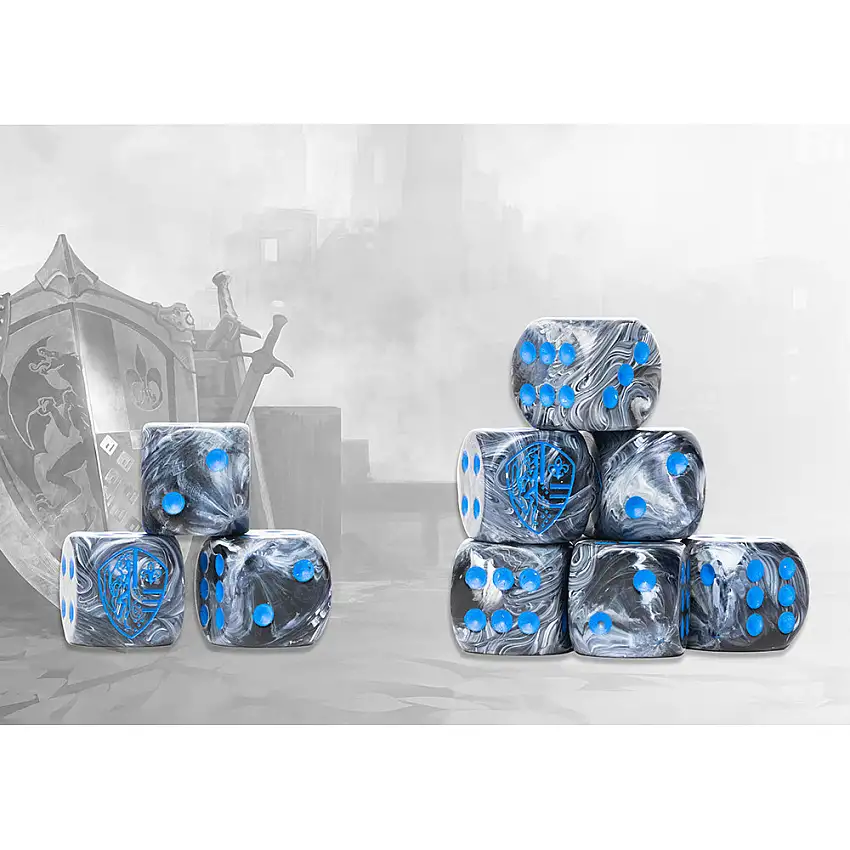 Conquest Marbled Dice: Hundred Kingdoms Logo on Grey (24) (New Arrival)