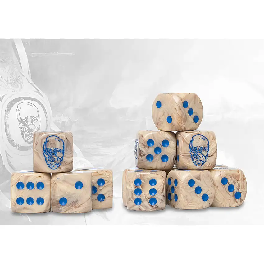 Conquest Marbled Dice: Spires Logo on Bone (24) (New Arrival)