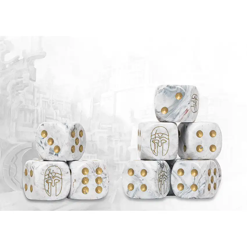 Conquest Marbled Dice: City States Logo on Light Grey (24) (New Arrival)