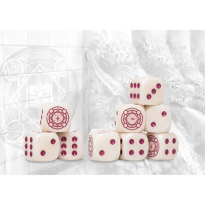 Conquest Marbled Dice: Sorcerer Kings Logo on White