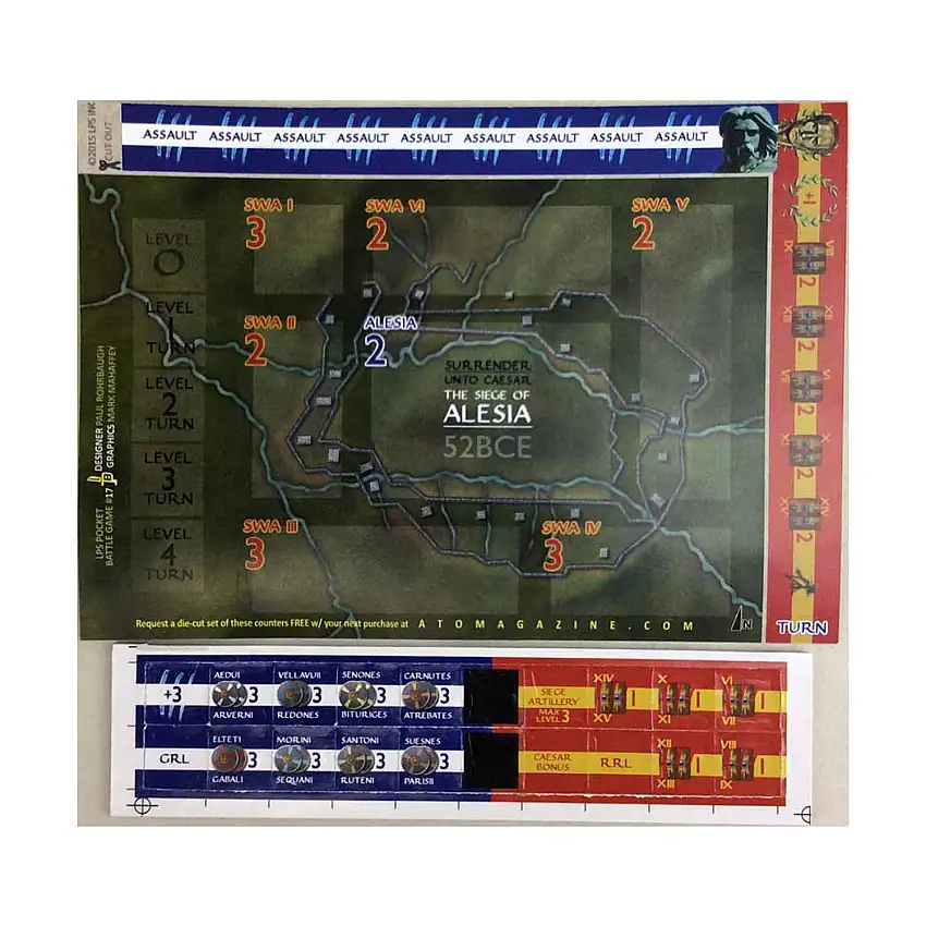 Postcard Game w/Die-Cut Counters - Siege of Alesia, 52 BCE