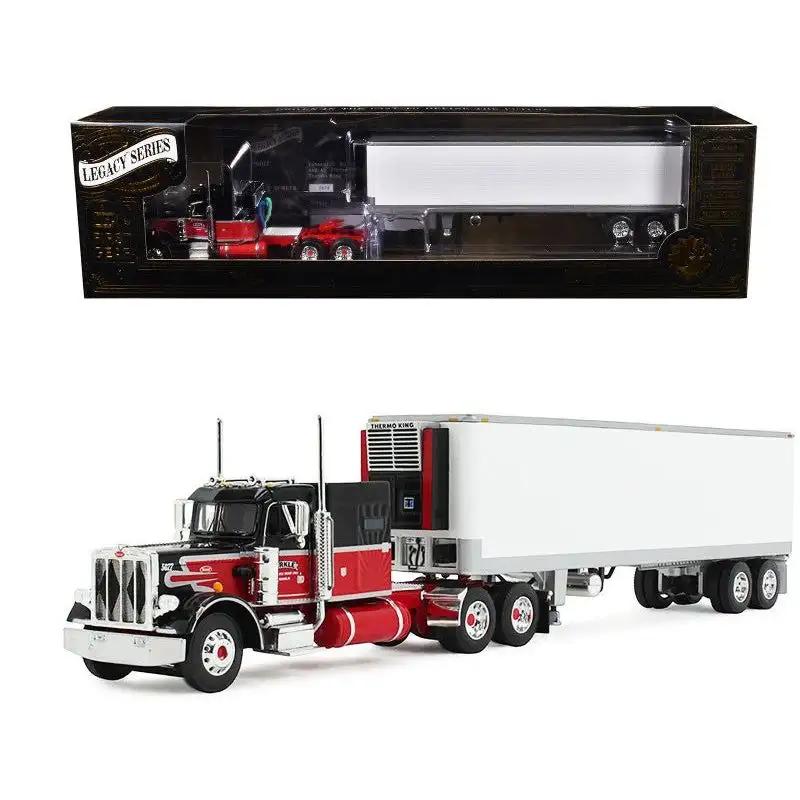 Peterbilt 359 with 60" Vintage Sleeper and 40' Vintage Refrigerated Trailer "Pirkle Refrigerated Freight Lines" Red and Black "Legacy Series" #1 1/64 Diecast Model by DCP/First Gear