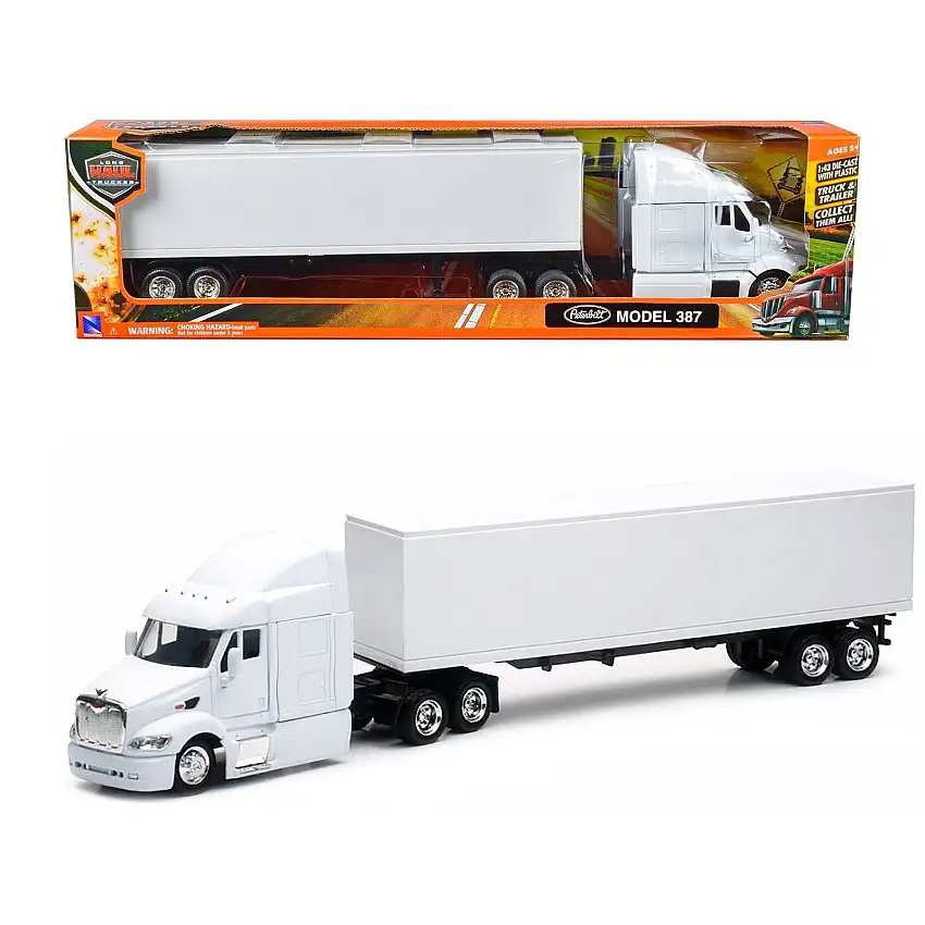 Peterbilt 387 Truck with Dry Goods Trailer White "Long Haul Trucker" Series 1/43 Diecast Model by New Ray