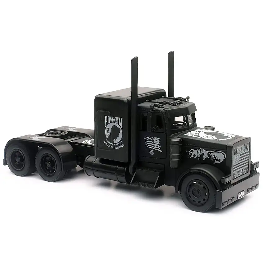 Peterbilt Custom Truck Black Out "POW-MIA You Are Not Forgotten" 1/32 Diecast Model by New Ray