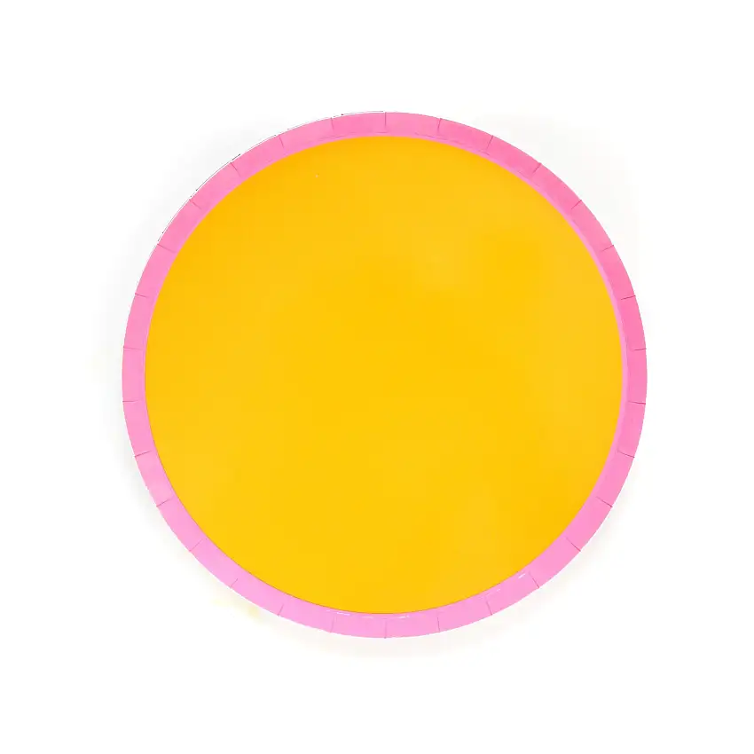 Yellow And Pink Color Blocked Paper Plate