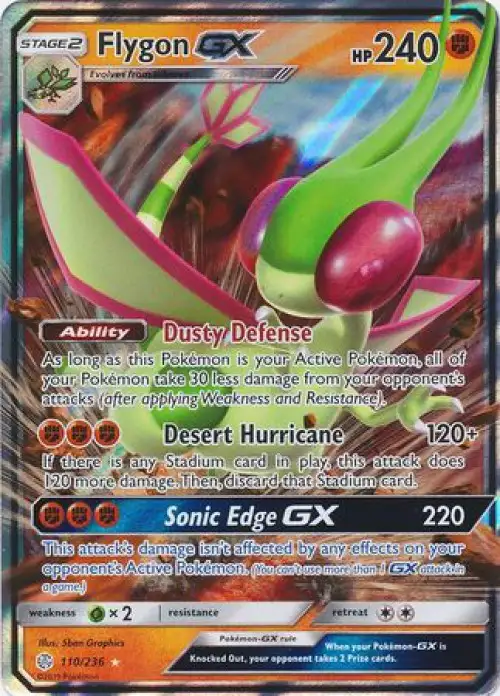 Pokemon Trading Card Game Sun & Moon Cosmic Eclipse Ultra Rare Flygon GX #110