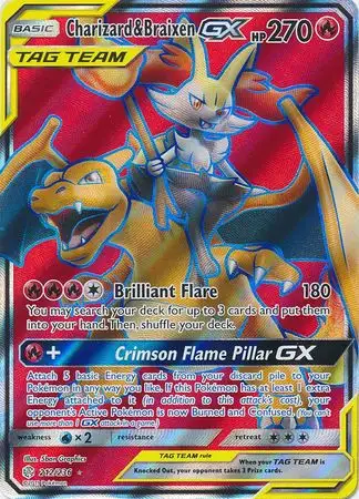 Pokemon Trading Card Game Sun & Moon Cosmic Eclipse Ultra Rare Charizard & Braixen GX #212