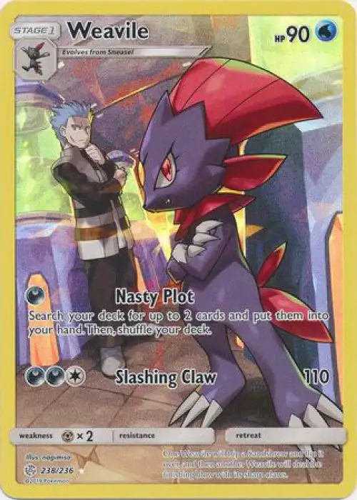 Pokemon Trading Card Game Sun & Moon Cosmic Eclipse Secret Rare Weavile #238