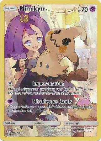 Pokemon Trading Card Game Sun & Moon Cosmic Eclipse Secret Rare Mimikyu #245