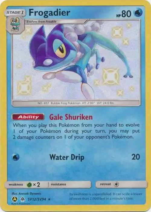 Pokemon Trading Card Game Hidden Fates Shiny Rare Frogadier SV12
