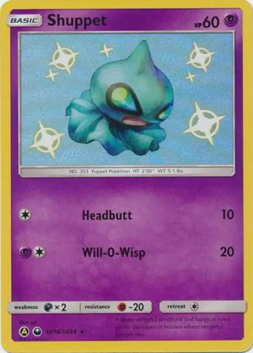 Pokemon Trading Card Game Hidden Fates Shiny Rare Shuppet SV16