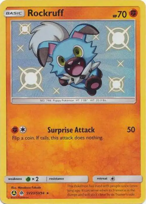 Pokemon Trading Card Game Hidden Fates Shiny Rare Rockruff SV23