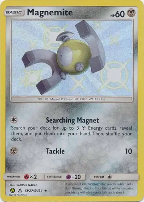 Pokemon Trading Card Game Hidden Fates Shiny Rare Magnemite SV27