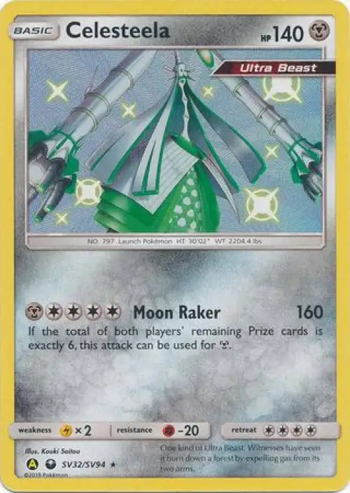 Pokemon Trading Card Game Hidden Fates Shiny Rare Celesteela SV32