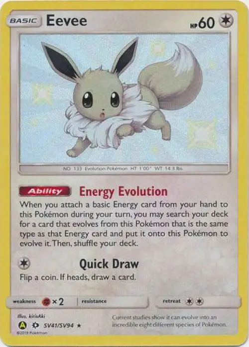Pokemon Trading Card Game Hidden Fates Shiny Rare Eevee SV41 [Moderately Played]