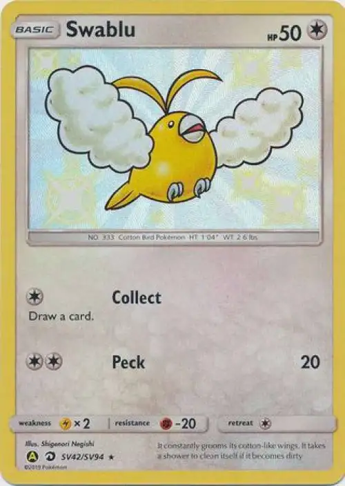 Pokemon Trading Card Game Hidden Fates Shiny Rare Swablu SV42