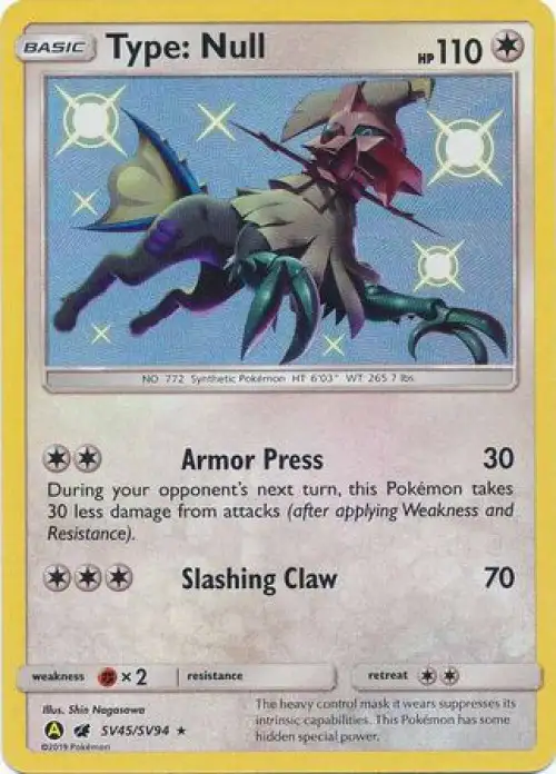 Pokemon Trading Card Game Hidden Fates Shiny Rare Type: Null SV45